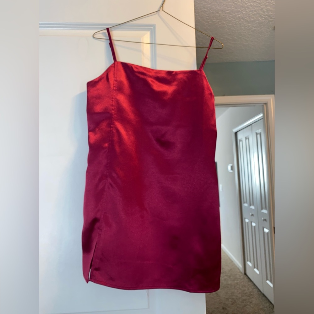 magenta silky dress